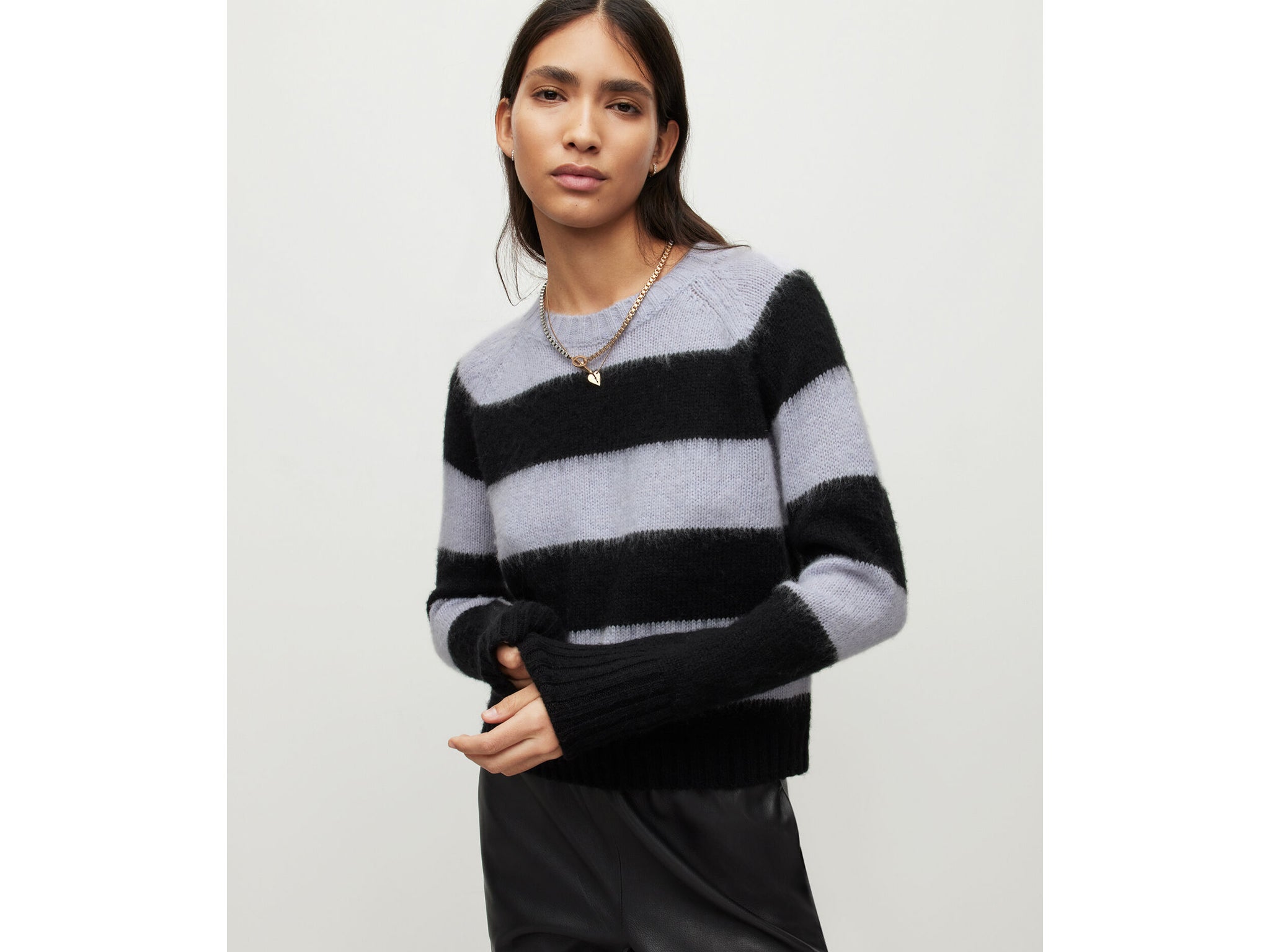 Grey and clearance black striped jumper